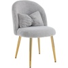 image:imageVINGLI Fluffy Girls Vanity Chair with Back amp PillowCute Small Cozy Desk Chair No WheelsComfy Makeup Ch with Ajustable Gold Legsfor BedroomLiving RoomSmall SpacePinkGreyplush