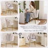 image:imageVINGLI Fluffy Girls Vanity Chair with Back amp PillowCute Small Cozy Desk Chair No WheelsComfy Makeup Ch with Ajustable Gold Legsfor BedroomLiving RoomSmall SpacePinkGreyvelvet