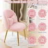 image:imageVINGLI Fluffy Girls Vanity Chair with Back amp PillowCute Small Cozy Desk Chair No WheelsComfy Makeup Ch with Ajustable Gold Legsfor BedroomLiving RoomSmall SpacePinkPinkplush