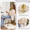 image:imageVINGLI Fluffy Girls Vanity Chair with Back amp PillowCute Small Cozy Desk Chair No WheelsComfy Makeup Ch with Ajustable Gold Legsfor BedroomLiving RoomSmall SpacePinkGreyvelvet