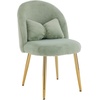 image:imageVINGLI Fluffy Girls Vanity Chair with Back amp PillowCute Small Cozy Desk Chair No WheelsComfy Makeup Ch with Ajustable Gold Legsfor BedroomLiving RoomSmall SpacePinkGreenplush