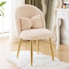 image:imageVINGLI Fluffy Girls Vanity Chair with Back amp PillowCute Small Cozy Desk Chair No WheelsComfy Makeup Ch with Ajustable Gold Legsfor BedroomLiving RoomSmall SpacePinkKhakiplush