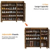 image:imageVINGLI Fluted Shoe Cabinet with Drawer and Doors Wooden Entryway Shoe Storage Cabinet with Adjustable Shelves Modern Tall Shoe Organizer with Gold Metal Legs for Hallway Living Room Bedroom OakRustic Brown