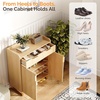 image:imageVINGLI Fluted Shoe Cabinet with Drawer and Doors Wooden Entryway Shoe Storage Cabinet with Adjustable Shelves Modern Tall Shoe Organizer with Gold Metal Legs for Hallway Living Room Bedroom OakNatural Oak