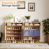 image:imageVINGLI Fluted Shoe Cabinet with Drawer and Doors Wooden Entryway Shoe Storage Cabinet with Adjustable Shelves Modern Tall Shoe Organizer with Gold Metal Legs for Hallway Living Room Bedroom OakNatural Oak