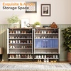 image:imageVINGLI Fluted Shoe Cabinet with Drawer and Doors Wooden Entryway Shoe Storage Cabinet with Adjustable Shelves Modern Tall Shoe Organizer with Gold Metal Legs for Hallway Living Room Bedroom OakRustic White  Vintage Brown