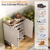 image:imageVINGLI Fluted Shoe Cabinet with Drawer and Doors Wooden Entryway Shoe Storage Cabinet with Adjustable Shelves Modern Tall Shoe Organizer with Gold Metal Legs for Hallway Living Room Bedroom OakRustic White  Vintage Brown