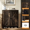 image:imageVINGLI Fluted Shoe Cabinet with Drawer and Doors Wooden Entryway Shoe Storage Cabinet with Adjustable Shelves Modern Tall Shoe Organizer with Gold Metal Legs for Hallway Living Room Bedroom OakDark Rustic Oak