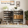 image:imageVINGLI Fluted Shoe Cabinet with Drawer and Doors Wooden Entryway Shoe Storage Cabinet with Adjustable Shelves Modern Tall Shoe Organizer with Gold Metal Legs for Hallway Living Room Bedroom OakGrey Oak