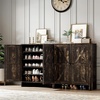 image:imageVINGLI Fluted Shoe Cabinet with Drawer and Doors Wooden Entryway Shoe Storage Cabinet with Adjustable Shelves Modern Tall Shoe Organizer with Gold Metal Legs for Hallway Living Room Bedroom OakDark Rustic Oak