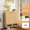 image:imageVINGLI Fluted Shoe Cabinet with Drawer and Doors Wooden Entryway Shoe Storage Cabinet with Adjustable Shelves Modern Tall Shoe Organizer with Gold Metal Legs for Hallway Living Room Bedroom OakNatural Oak