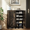 image:imageVINGLI Fluted Shoe Cabinet with Drawer and Doors Wooden Entryway Shoe Storage Cabinet with Adjustable Shelves Modern Tall Shoe Organizer with Gold Metal Legs for Hallway Living Room Bedroom OakDark Rustic Oak