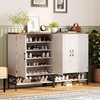 image:imageVINGLI Fluted Shoe Cabinet with Drawer and Doors Wooden Entryway Shoe Storage Cabinet with Adjustable Shelves Modern Tall Shoe Organizer with Gold Metal Legs for Hallway Living Room Bedroom OakRustic White  Vintage Brown