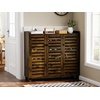 image:imageVINGLI Fluted Shoe Cabinet with Drawer and Doors Wooden Entryway Shoe Storage Cabinet with Adjustable Shelves Modern Tall Shoe Organizer with Gold Metal Legs for Hallway Living Room Bedroom OakRustic Brown