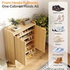 image:imageVINGLI Fluted Shoe Cabinet with Drawer and Doors Wooden Entryway Shoe Storage Cabinet with Adjustable Shelves Modern Tall Shoe Organizer with Gold Metal Legs for Hallway Living Room Bedroom OakNatural Oak