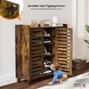 image:imageVINGLI Fluted Shoe Cabinet with Drawer and Doors Wooden Entryway Shoe Storage Cabinet with Adjustable Shelves Modern Tall Shoe Organizer with Gold Metal Legs for Hallway Living Room Bedroom OakRustic Brown