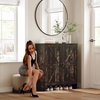 image:imageVINGLI Fluted Shoe Cabinet with Drawer and Doors Wooden Entryway Shoe Storage Cabinet with Adjustable Shelves Modern Tall Shoe Organizer with Gold Metal Legs for Hallway Living Room Bedroom OakDark Rustic Oak