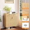 image:imageVINGLI Fluted Shoe Cabinet with Drawer and Doors Wooden Entryway Shoe Storage Cabinet with Adjustable Shelves Modern Tall Shoe Organizer with Gold Metal Legs for Hallway Living Room Bedroom OakNatural Oak