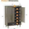 image:imageVINGLI Fluted Shoe Cabinet with Drawer and Doors Wooden Entryway Shoe Storage Cabinet with Adjustable Shelves Modern Tall Shoe Organizer with Gold Metal Legs for Hallway Living Room Bedroom OakGrey Oak