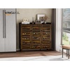 image:imageVINGLI Fluted Shoe Cabinet with Drawer and Doors Wooden Entryway Shoe Storage Cabinet with Adjustable Shelves Modern Tall Shoe Organizer with Gold Metal Legs for Hallway Living Room Bedroom OakRustic Brown