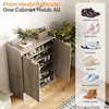 image:imageVINGLI Fluted Shoe Cabinet with Drawer and Doors Wooden Entryway Shoe Storage Cabinet with Adjustable Shelves Modern Tall Shoe Organizer with Gold Metal Legs for Hallway Living Room Bedroom OakGrey Oak