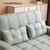image:imageVINGLI Green Futon Sofa Bed Convertible Loveseat Sleeper Couch Faux Leather Pullout Sofa Fold Out Couch Bed with USB Ports Cup Holders Armrest for Living Room Bedroom Apartment RoomLight Green