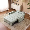 image:imageVINGLI Green Futon Sofa Bed Convertible Loveseat Sleeper Couch Faux Leather Pullout Sofa Fold Out Couch Bed with USB Ports Cup Holders Armrest for Living Room Bedroom Apartment RoomLight Green