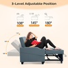 image:imageVINGLI Green Futon Sofa Bed Convertible Loveseat Sleeper Couch Faux Leather Pullout Sofa Fold Out Couch Bed with USB Ports Cup Holders Armrest for Living Room Bedroom Apartment RoomBlue Grey