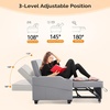 image:imageVINGLI Green Futon Sofa Bed Convertible Loveseat Sleeper Couch Faux Leather Pullout Sofa Fold Out Couch Bed with USB Ports Cup Holders Armrest for Living Room Bedroom Apartment RoomLight Grey