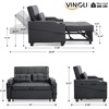 image:imageVINGLI Green Futon Sofa Bed Convertible Loveseat Sleeper Couch Faux Leather Pullout Sofa Fold Out Couch Bed with USB Ports Cup Holders Armrest for Living Room Bedroom Apartment RoomBlack