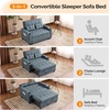 image:imageVINGLI Green Futon Sofa Bed Convertible Loveseat Sleeper Couch Faux Leather Pullout Sofa Fold Out Couch Bed with USB Ports Cup Holders Armrest for Living Room Bedroom Apartment RoomBlue Grey
