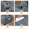 image:imageVINGLI Green Futon Sofa Bed Convertible Loveseat Sleeper Couch Faux Leather Pullout Sofa Fold Out Couch Bed with USB Ports Cup Holders Armrest for Living Room Bedroom Apartment RoomBlue Grey