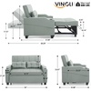 image:imageVINGLI Green Futon Sofa Bed Convertible Loveseat Sleeper Couch Faux Leather Pullout Sofa Fold Out Couch Bed with USB Ports Cup Holders Armrest for Living Room Bedroom Apartment RoomLight Green