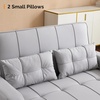 image:imageVINGLI Green Futon Sofa Bed Convertible Loveseat Sleeper Couch Faux Leather Pullout Sofa Fold Out Couch Bed with USB Ports Cup Holders Armrest for Living Room Bedroom Apartment RoomLight Grey