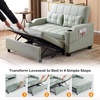 image:imageVINGLI Green Futon Sofa Bed Convertible Loveseat Sleeper Couch Faux Leather Pullout Sofa Fold Out Couch Bed with USB Ports Cup Holders Armrest for Living Room Bedroom Apartment RoomLight Green