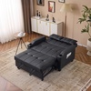 image:imageVINGLI Green Futon Sofa Bed Convertible Loveseat Sleeper Couch Faux Leather Pullout Sofa Fold Out Couch Bed with USB Ports Cup Holders Armrest for Living Room Bedroom Apartment RoomBlack