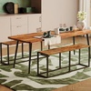 image:imageVINGLI Industrial Dining Bench for Dining Room 472 Inch Rustic Brown Kitchen Table Bench HeavyDuty Metal Frame Dining Table Bench with NonSlip Foot Pads for Entryway Living Room amp Small SpacesBrown