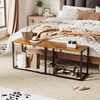 image:imageVINGLI Industrial Dining Bench for Dining Room 472 Inch Rustic Brown Kitchen Table Bench HeavyDuty Metal Frame Dining Table Bench with NonSlip Foot Pads for Entryway Living Room amp Small SpacesBrown