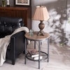 image:imageVINGLI Industrial Round End Table  20 Metal amp Wooden Side Table for Couch amp Living RoomBrown