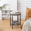 image:imageVINGLI Industrial Round End Table  20 Metal amp Wooden Side Table for Couch amp Living RoomIndustrial Walnut