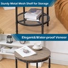 image:imageVINGLI Industrial Round End Table  20 Metal amp Wooden Side Table for Couch amp Living RoomIndustrial Walnut