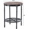 image:imageVINGLI Industrial Round End Table  20 Metal amp Wooden Side Table for Couch amp Living RoomRustic Brown