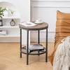 image:imageVINGLI Industrial Round End Table  20 Metal amp Wooden Side Table for Couch amp Living RoomRustic Brown