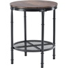 image:imageVINGLI Industrial Round End Table  20 Metal amp Wooden Side Table for Couch amp Living RoomRustic Brown