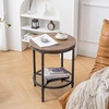 image:imageVINGLI Industrial Round End Table  20 Metal amp Wooden Side Table for Couch amp Living RoomRustic Brown