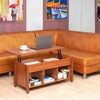 image:imageVINGLI Lift Top Coffee Table Modern Wooden Coffee Table with Hidden Storage Multifunctional Coffee Table with Three Open Shelves for Living Room Reception Room OakOak