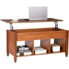 image:imageVINGLI Lift Top Coffee Table Modern Wooden Coffee Table with Hidden Storage Multifunctional Coffee Table with Three Open Shelves for Living Room Reception Room OakOak
