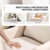 image:imageVINGLI Linen Fabric Accent Chairs Set of 2 Grey Modern Upholstered Armchair Comfy Sofa Chair Living Room Bedroom Furniture for ApartmentBeige