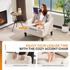 image:imageVINGLI Linen Fabric Accent Chairs Set of 2 Grey Modern Upholstered Armchair Comfy Sofa Chair Living Room Bedroom Furniture for ApartmentBeige