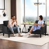 image:imageVINGLI Linen Fabric Accent Chairs Set of 2 Grey Modern Upholstered Armchair Comfy Sofa Chair Living Room Bedroom Furniture for ApartmentBlack